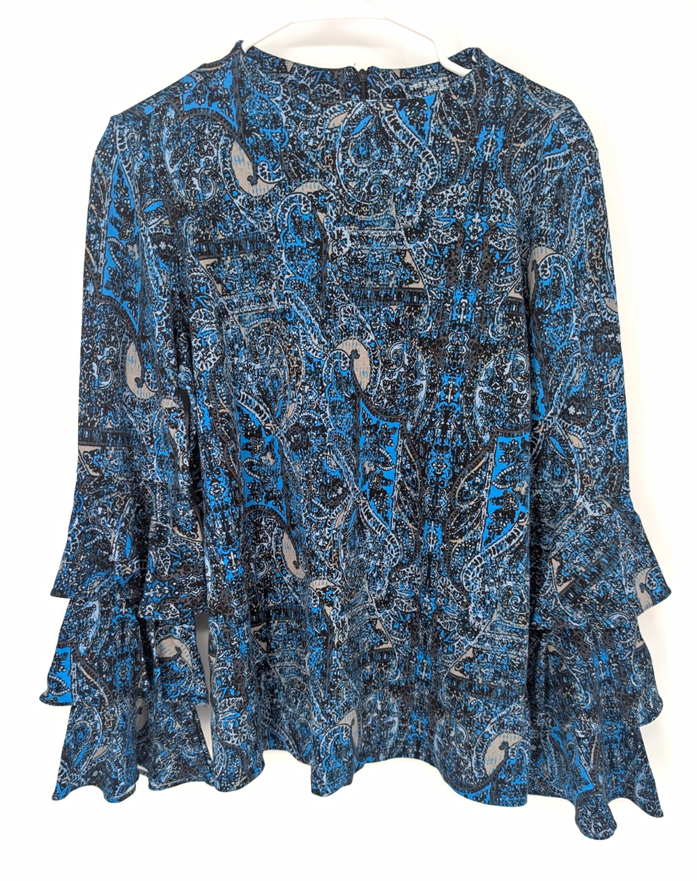 Ruff Hewn Women’s M Blue Paisley Blouse NWT Tiered Bell Sleeve Boho Whimsigoth